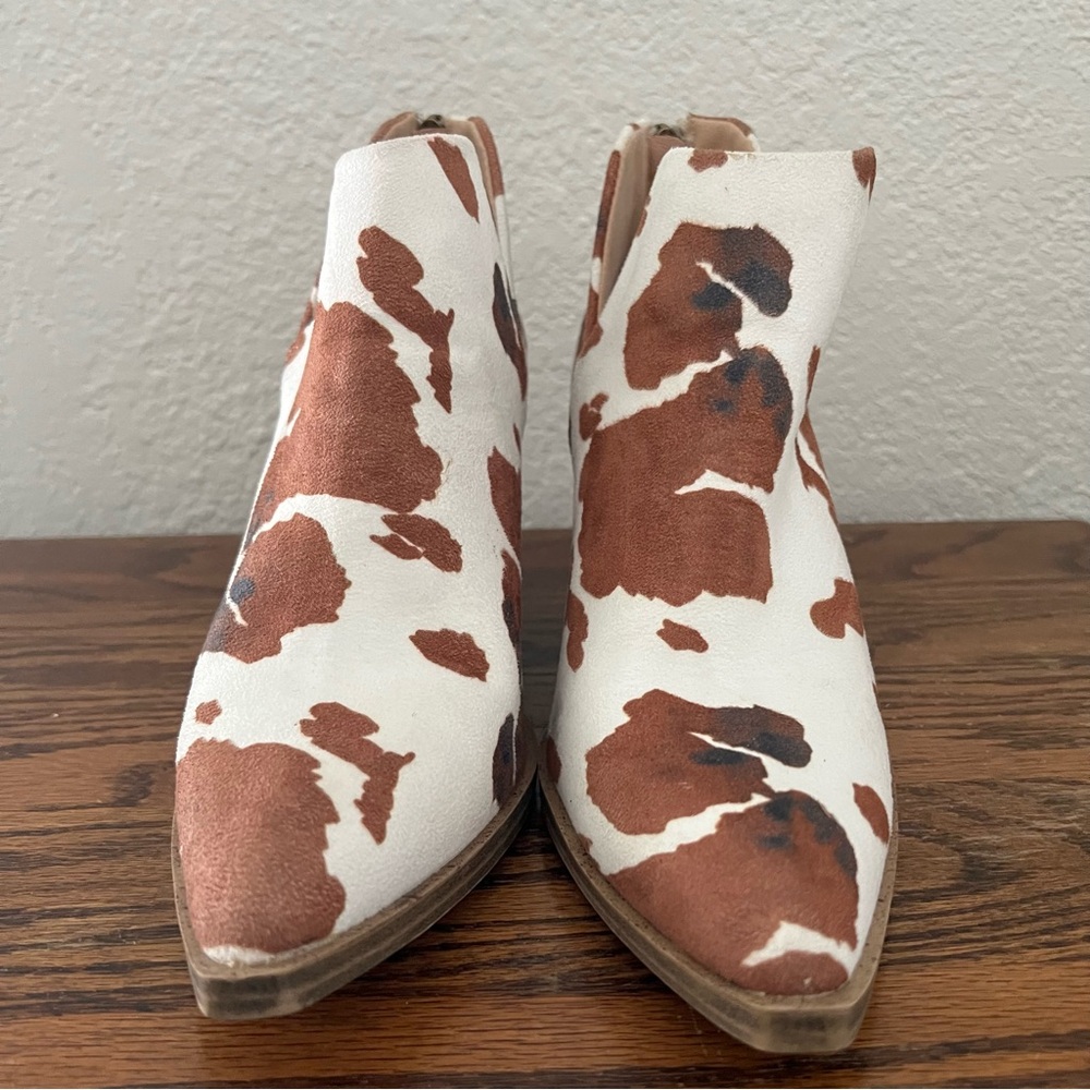 Arider Girl Cow Print Heeled Boots Size 8 - Picture 6 of 10